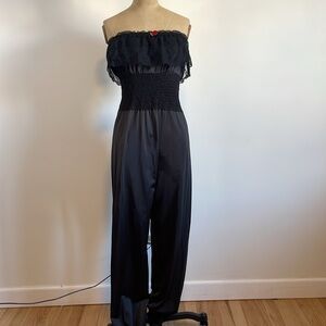 Vintage Black Lace Strapless Jumpsuit Pajama